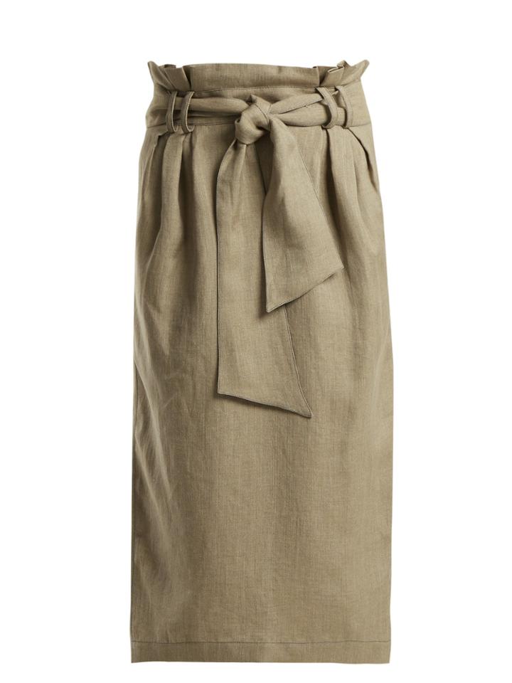 Gabriela Hearst Jordan Paperbag-waist Linen Pencil Skirt