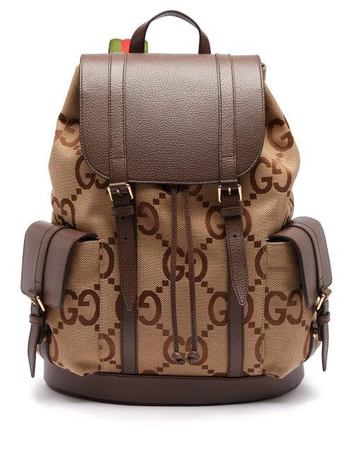 Gucci - Gg-jacquard Leather-trimmed Canvas Backpack - Mens - Multi