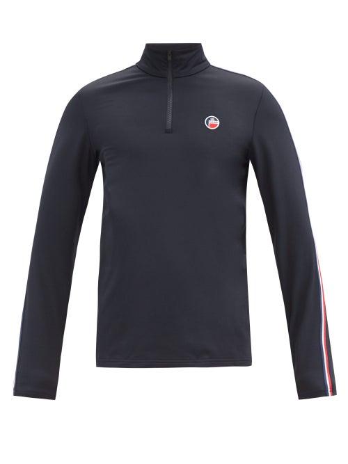 Matchesfashion.com Fusalp - Logo-patch Zip-neck Jersey Sweatshirt - Mens - Blue