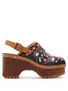See By Chloé Slingback Floral-embroidered Denim Clogs