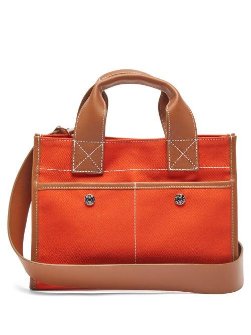 Matchesfashion.com Rue De Verneuil - Reporter S Leather-trim Gabardine Tote Bag - Womens - Orange Multi