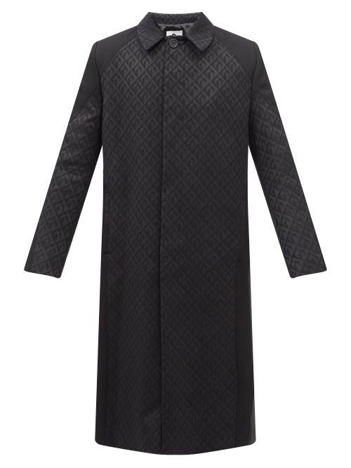 Marine Serre - Logo-plaque Crescent-jacquard Twill Car Coat - Mens - Black