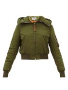 Matchesfashion.com Loewe - Hooded Cropped Bomber Jacket - Womens - Green