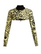 Matchesfashion.com Colville - Abstract Print Cropped Sweater - Womens - Black Yellow