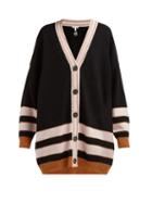Matchesfashion.com Loewe - Striped Wool Cardigan - Womens - Black Pink