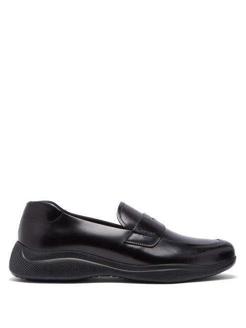 Matchesfashion.com Prada - Linearossa Chunky Sole Leather Loafers - Mens - Black