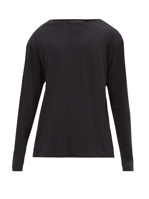 Matchesfashion.com Haider Ackermann - Boat-neck Cotton-jersey Long-sleeved T-shirt - Mens - Black