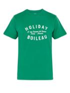 Matchesfashion.com Holiday Boileau - Logo Print Cotton Jersey T Shirt - Mens - Green