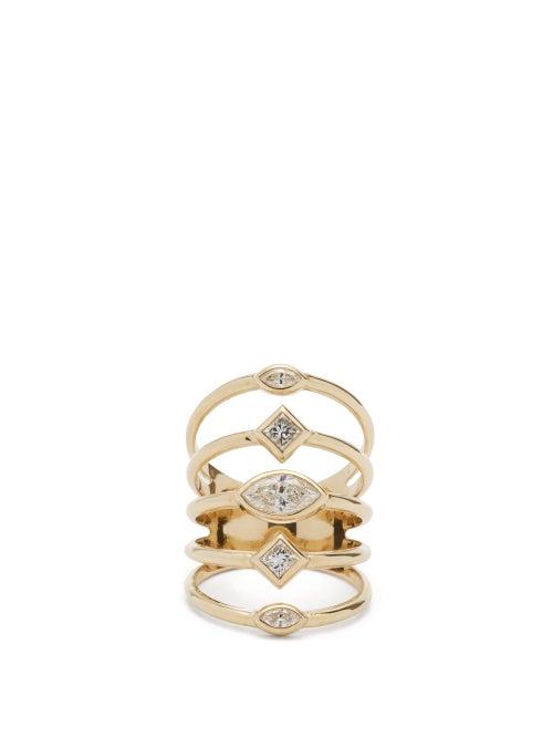 Matchesfashion.com Zo Chicco - Multi-band Diamond & 14kt Gold Ring - Womens - Gold