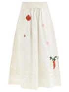 Story Mfg. - Todash Vegetable-crochet Cotton-blend Gauze Skirt - Womens - White Multi