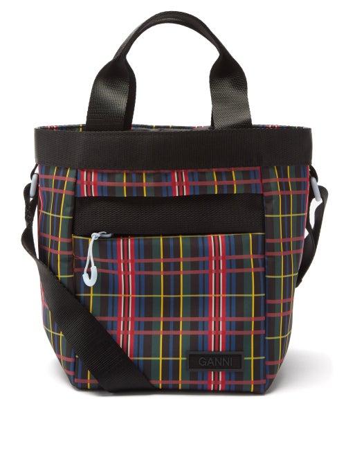 Ganni - Tartan Recycled-shell Bucket Bag - Womens - Multi