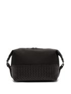 Matchesfashion.com Bottega Veneta - Intrecciato Leather And Canvas Wash Bag - Mens - Black