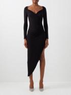 Norma Kamali - Sweetheart-neck Side-slit Jersey Dress - Womens - Black