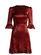 The Vampire's Wife Festival Ruffle-trimmed Silk-blend Lam Mini Dress