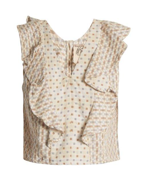 Matchesfashion.com Ace & Jig - Maggie V Neck Geometric Jacquard Cotton Top - Womens - White Multi