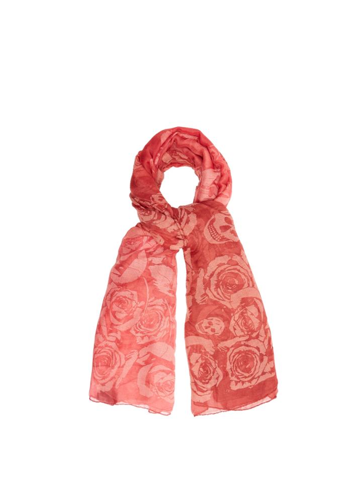 Alexander Mcqueen Rose And Skull-print Semi-sheer Scarf