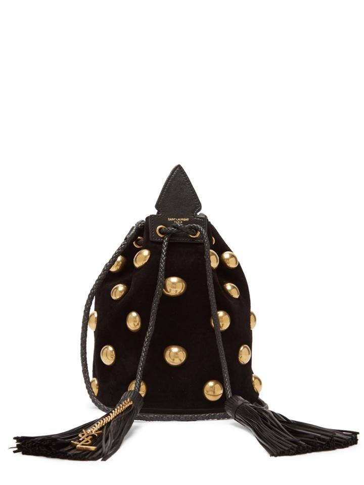 Saint Laurent Anja Studded Velvet Bucket Bag