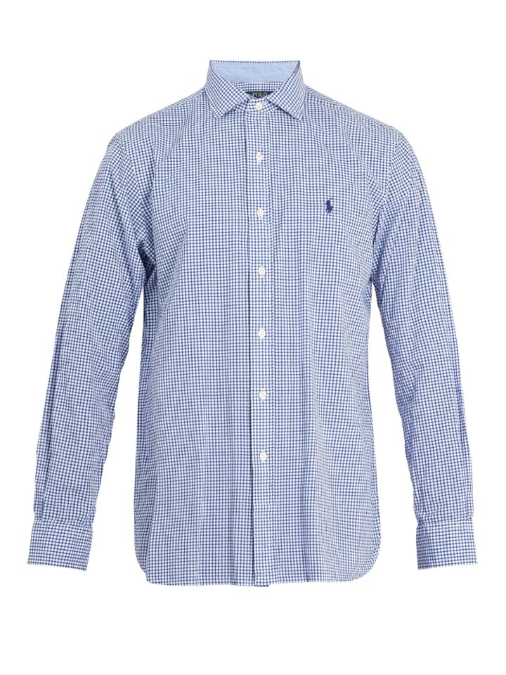 Polo Ralph Lauren Logo-embroidered Gingham Cotton-blend Shirt