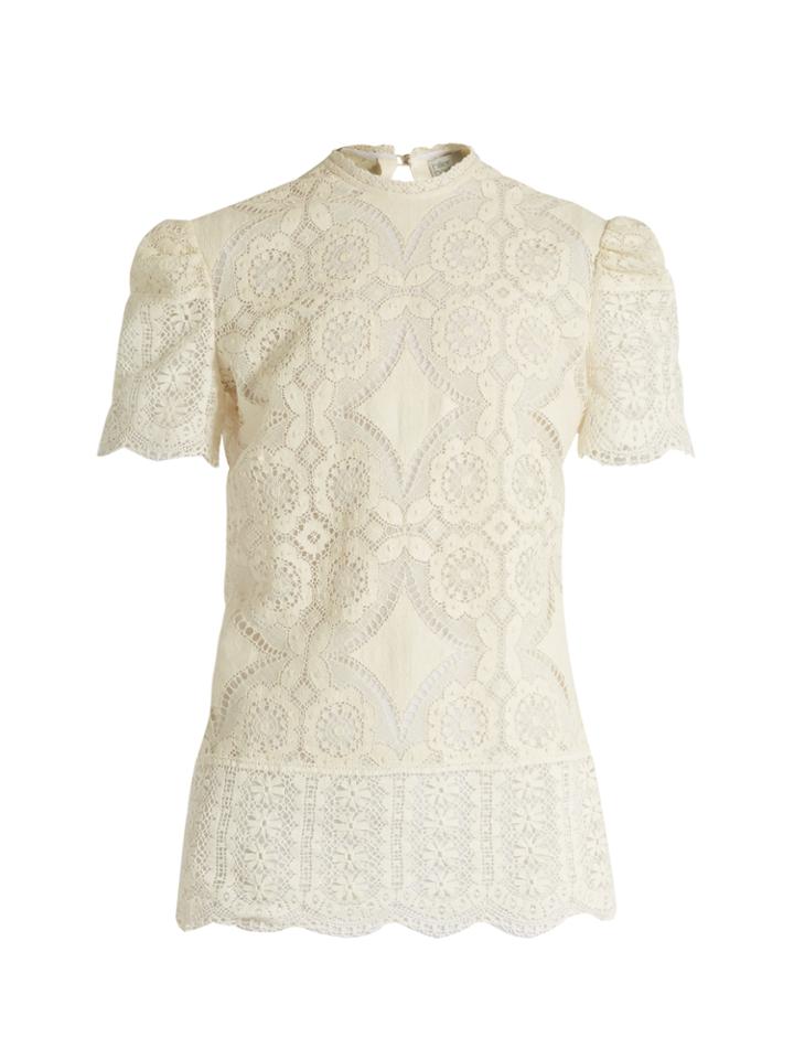 Hillier Bartley Floral-lace Cotton-blend Top