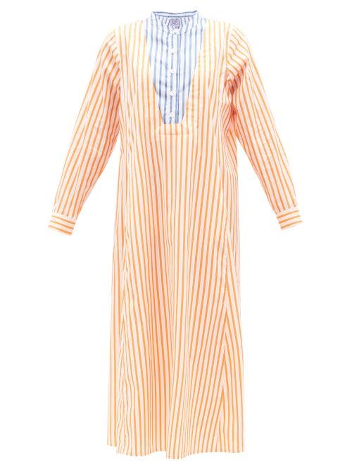 Thierry Colson - Victoria Striped Cotton-twill Dress - Womens - Orange