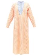 Thierry Colson - Victoria Striped Cotton-twill Dress - Womens - Orange