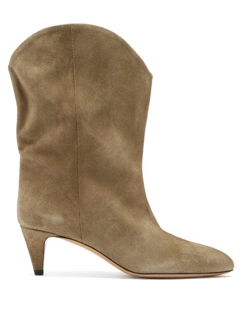 Matchesfashion.com Isabel Marant - Dernee Point-toe Suede Ankle Boots - Womens - Beige
