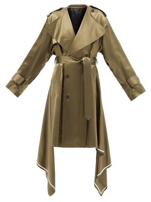 Peter Do - Handkerchief-hem Silk-satin Trench Coat - Womens - Green