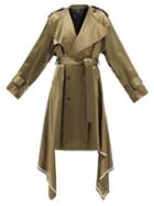 Peter Do - Handkerchief-hem Silk-satin Trench Coat - Womens - Green