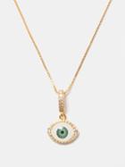Crystal Haze - Fortuna Crystal & 18kt Gold-plated Necklace - Womens - Green Multi