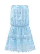 Matchesfashion.com Melissa Odabash - Iris Strapless Broderie-anglaise Cotton Sun Dress - Womens - Light Blue