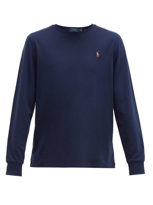 Matchesfashion.com Polo Ralph Lauren - Custom Slim Fit Cotton Jersey Long Sleeved T Shirt - Mens - Navy