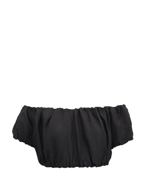 Matchesfashion.com Sir - Valetta Gathered Silk-faille Crop Top - Womens - Black