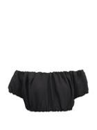 Matchesfashion.com Sir - Valetta Gathered Silk-faille Crop Top - Womens - Black