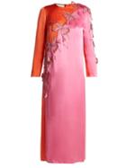 Matchesfashion.com Gucci - Crystal And Bow Embellished Silk Satin Gown - Womens - Pink Multi