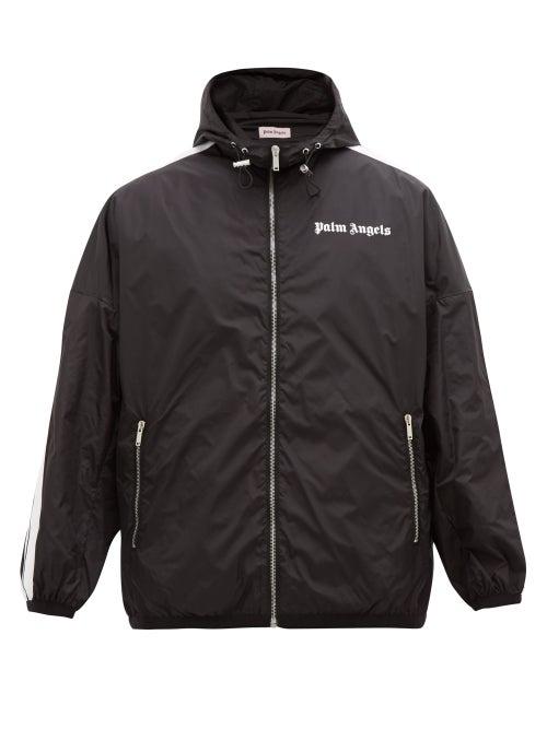 Matchesfashion.com Palm Angels - Logo Print Zip Through Hooded Track Jacket - Mens - Black