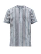 Matchesfashion.com P. Le Moult - Henley Striped Cotton-twill Pyjama Shirt - Mens - Blue Multi