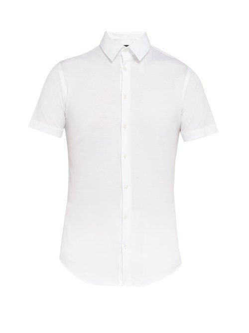 Matchesfashion.com Giorgio Armani - Cotton Jersey Short Sleeve Shirt - Mens - White