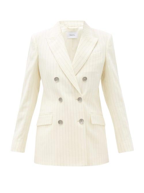 Matchesfashion.com Racil - Cambridge Double-breasted Pinstriped Wool Jacket - Womens - Ivory