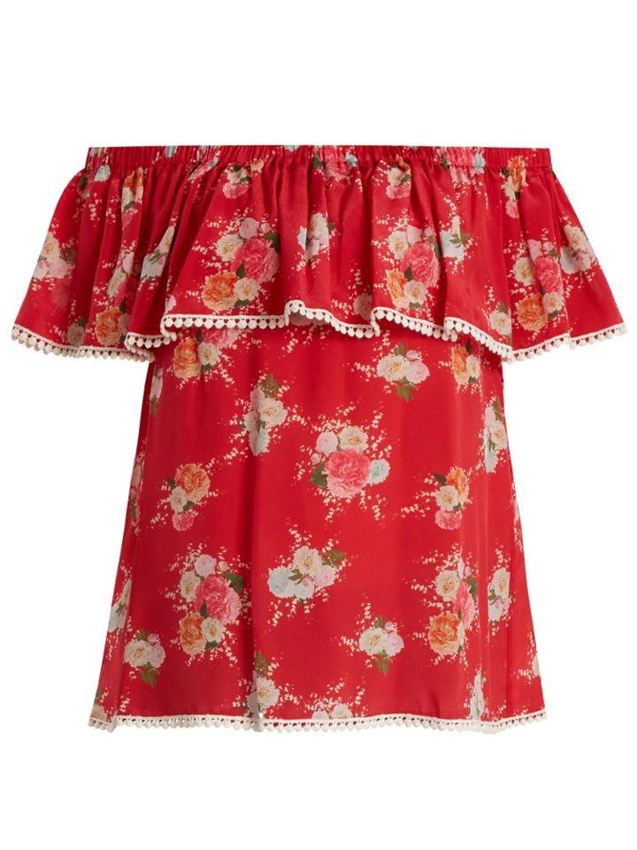 Athena Procopiou Gyspy Soul Off-the-shoulder Silk Top