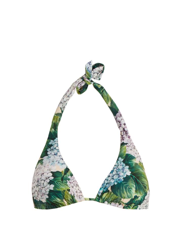 Dolce & Gabbana Hydrangea-print Triangle Bikini Top