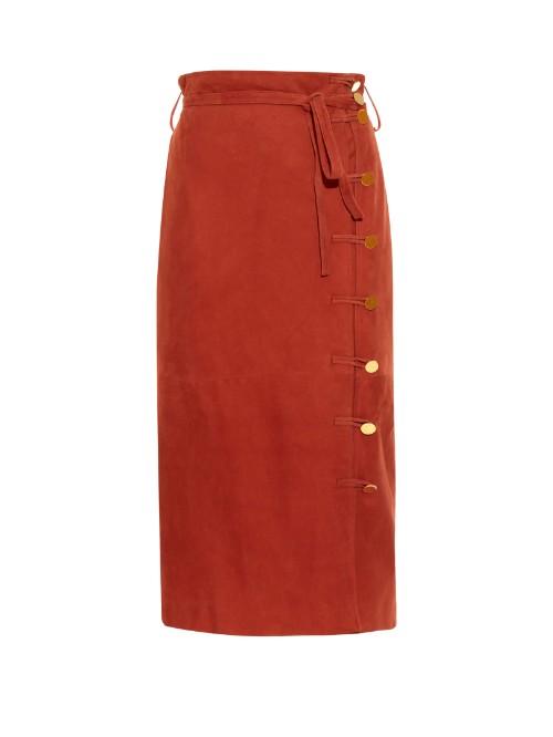 Altuzarra Hiroki Suede Midi Skirt