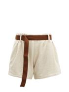 Matchesfashion.com Albus Lumen - Traveller Belted Cotton Blend Shorts - Womens - Nude