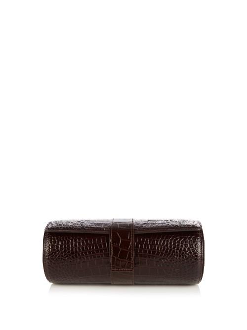 Smythson Mara Crocodile-effect Leather Watch Roll