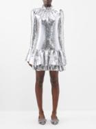 Paco Rabanne - Ruffled-hem Sequinned Mini Dress - Womens - Silver