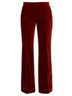 Matchesfashion.com Pallas X Claire Thomson-jonville - Digital High Rise Flared Velvet Trousers - Womens - Dark Red