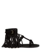 Saint Laurent Nino Suede Fringed Studded T-bar Sandals
