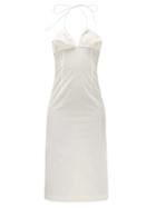 Matchesfashion.com Jacquemus - Bambino Halterneck Pleated Dress - Womens - White