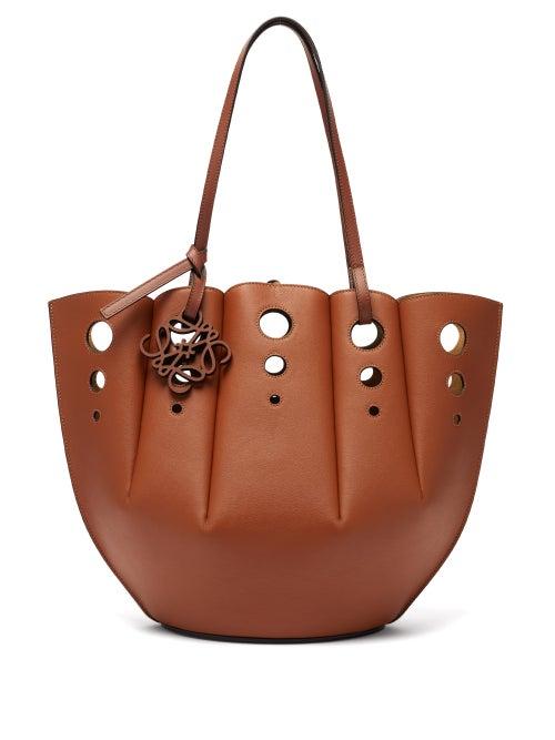 Matchesfashion.com Loewe - Shell Perforated Leather Tote Bag - Womens - Tan