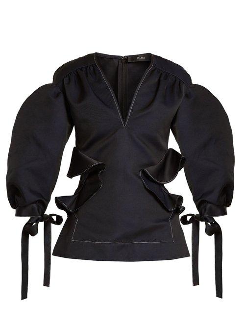 Matchesfashion.com Ellery - Angel Puff Sleeved Ruffle Trimmed Top - Womens - Black
