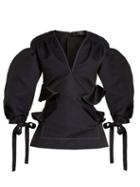 Matchesfashion.com Ellery - Angel Puff Sleeved Ruffle Trimmed Top - Womens - Black
